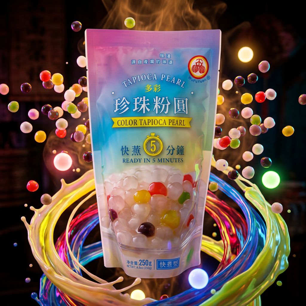 Perles de tapioca multicolores Tapioca Pearl pour bubble tea maison, prêtes à l'emploi, disponible sur My American Shop