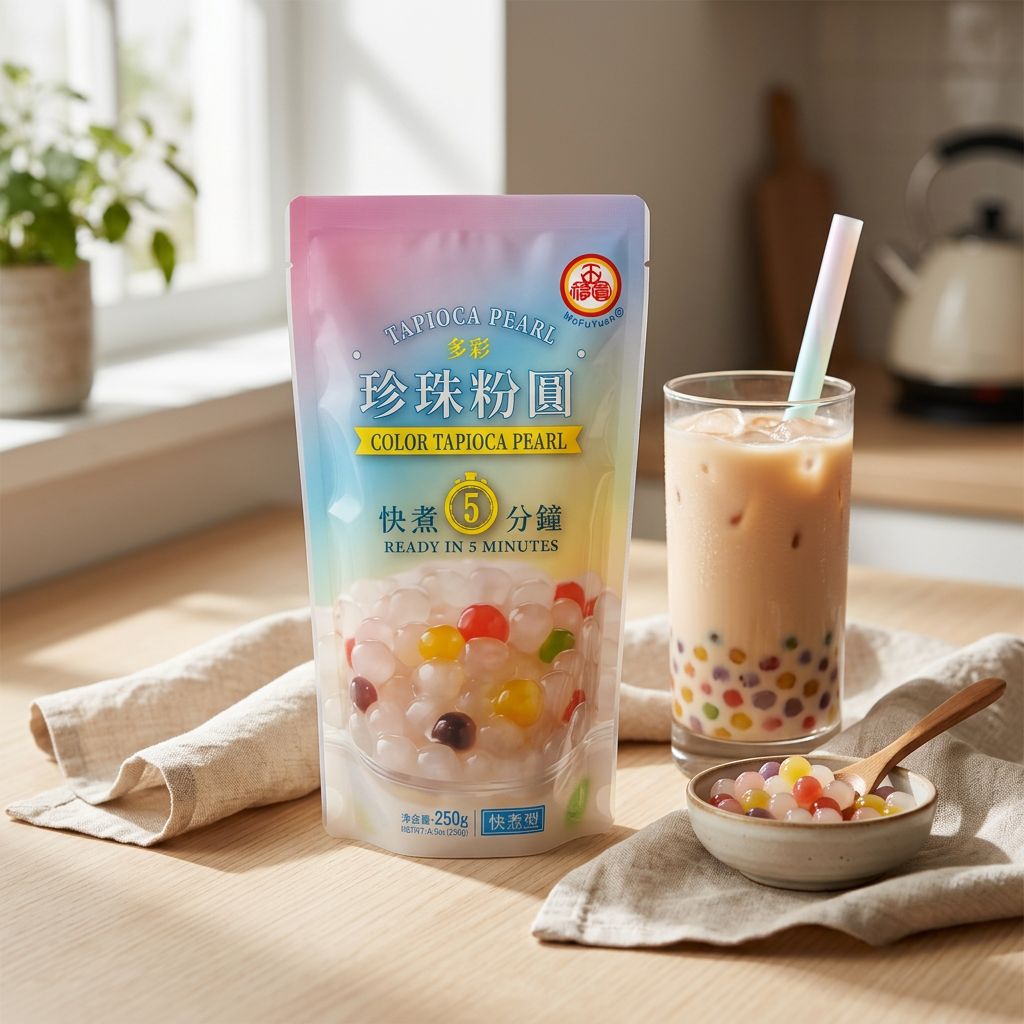 Perles de tapioca multicolores Tapioca Pearl pour bubble tea maison, prêtes à l'emploi, disponible sur My American Shop