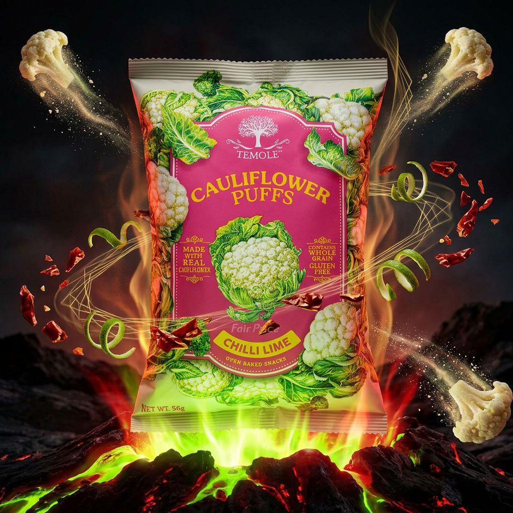 Temole Cauliflower Puffs Chili Lime, snack soufflé chou-fleur riz saveur piment citron vert, disponible sur My American Shop