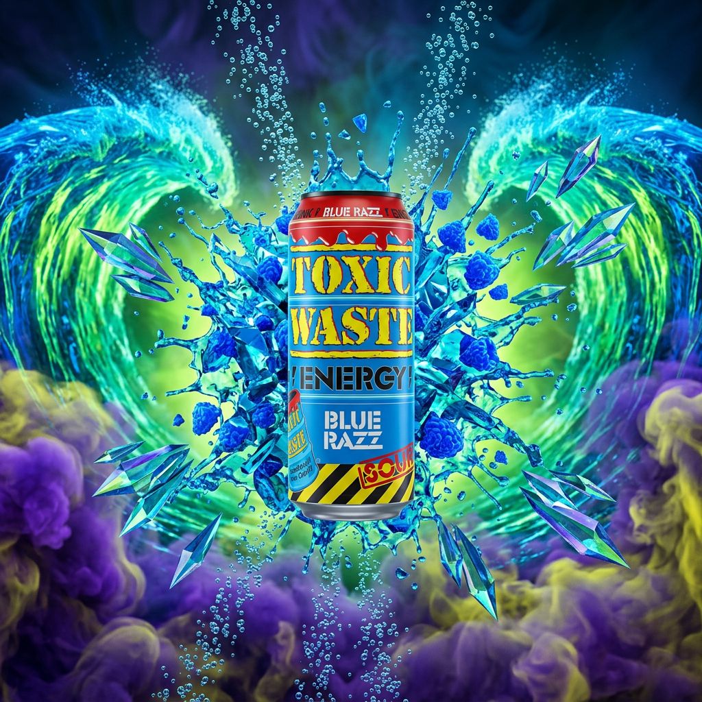 Toxic Waste Energy Drink Sour Blue Razz, canette acide importée des USA, disponible sur My American Shop