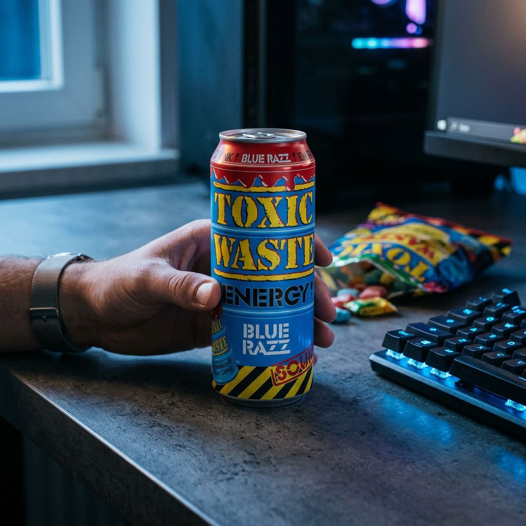 Toxic Waste Energy Drink Sour Blue Razz, canette acide importée des USA, disponible sur My American Shop