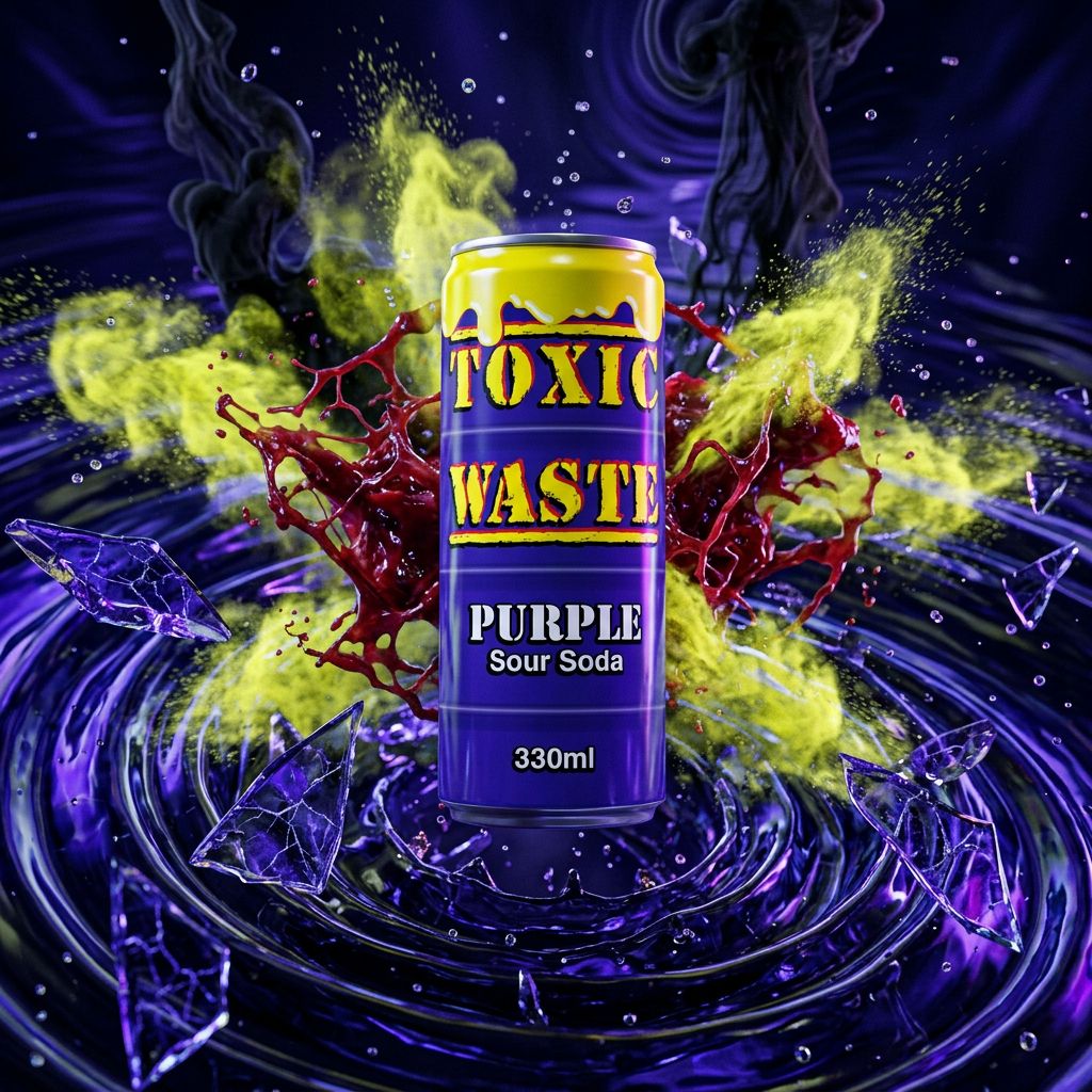 Toxic Waste Purple Soda, canette soda américain acidulé goût fruits rouges, disponible sur My American Shop