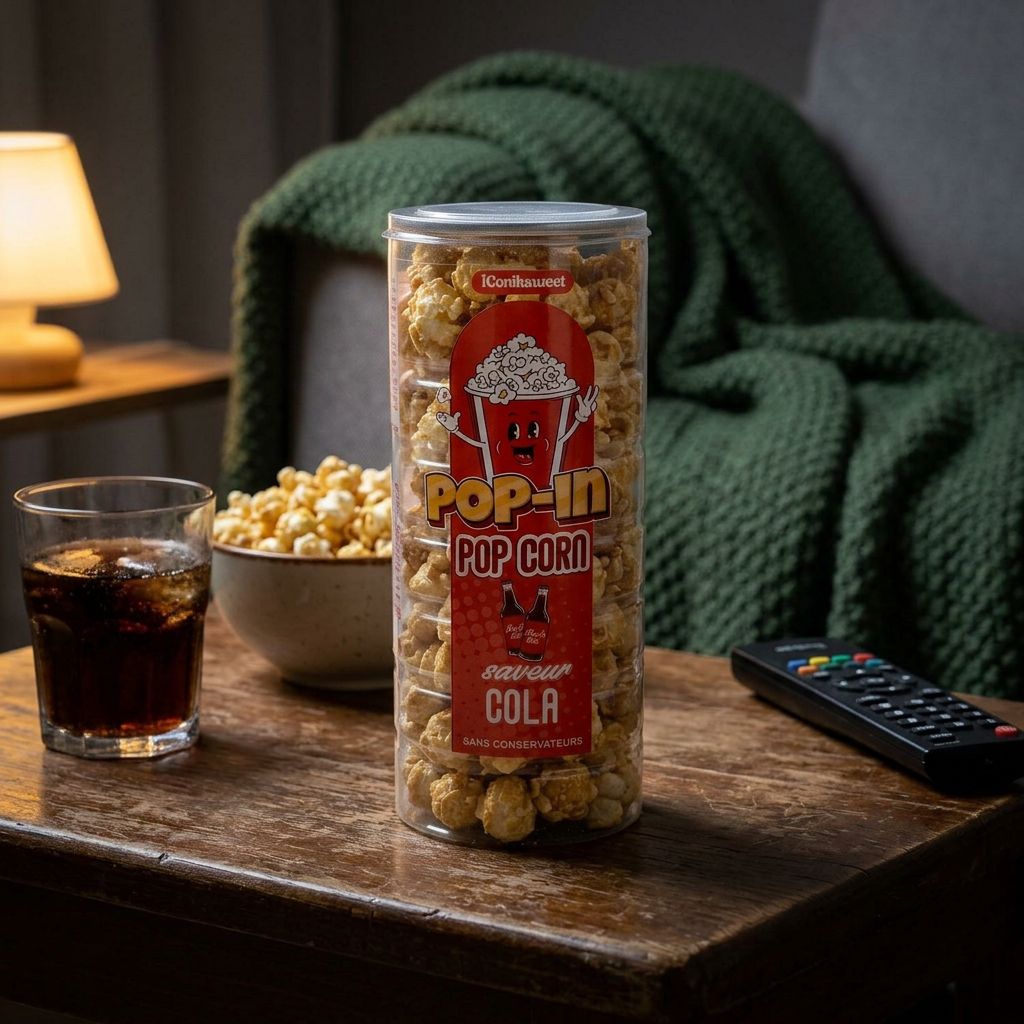 iConiksweet Pop In Pop Corn Cola, popcorn sucré arôme cola, snack américain original, disponible sur My American Shop