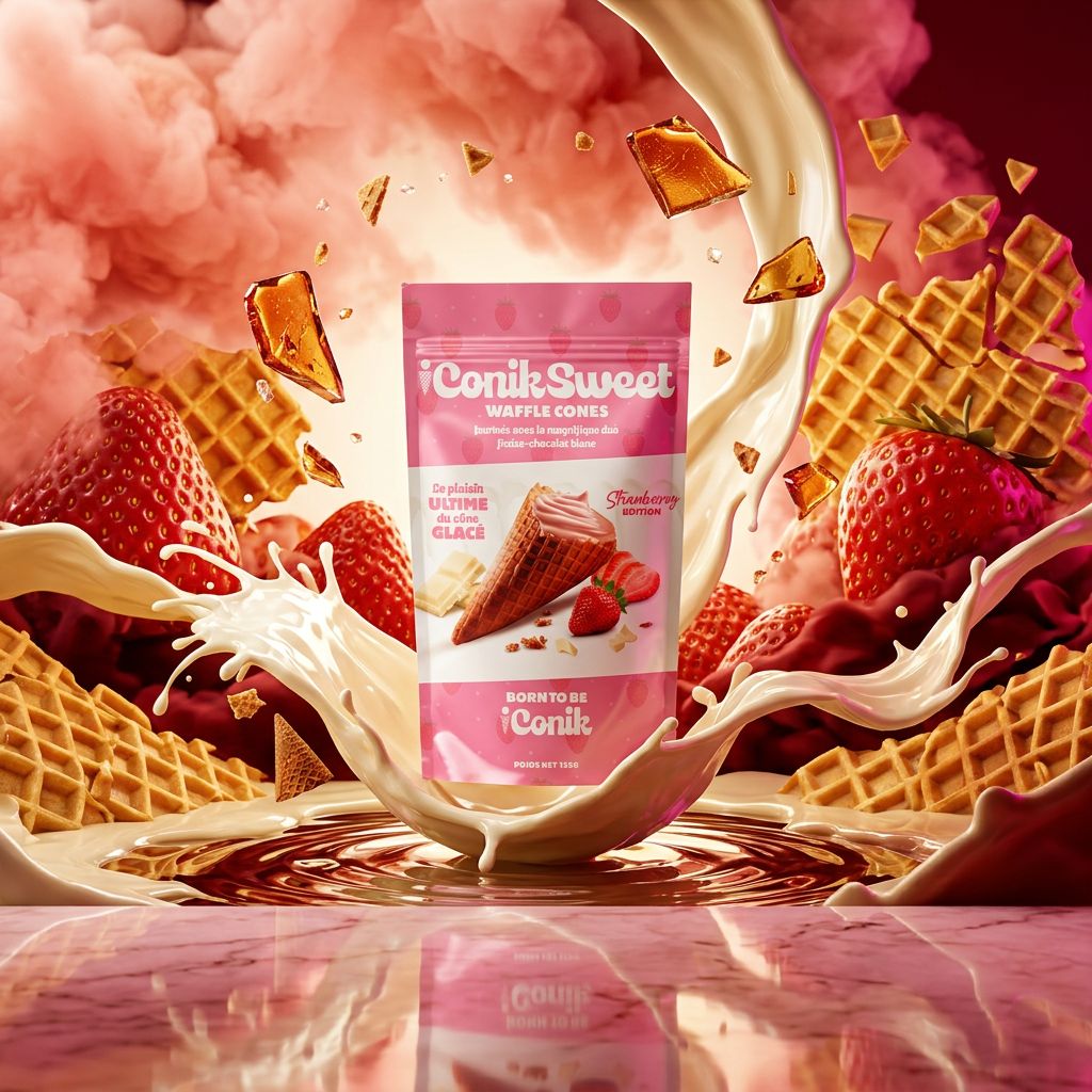 iConiksweet Wafelkegels Witte Chocolade & Aardbei