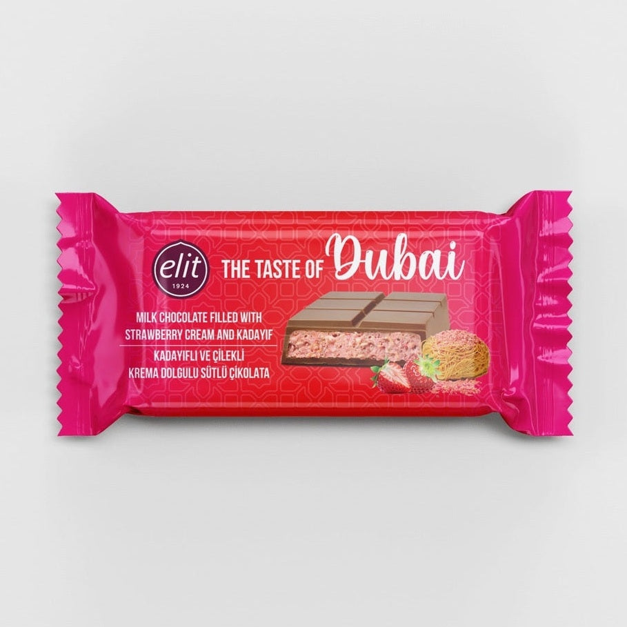 Elit Dubai Milk Chocolate Strawberry Cream & Kadayif - My American Shop