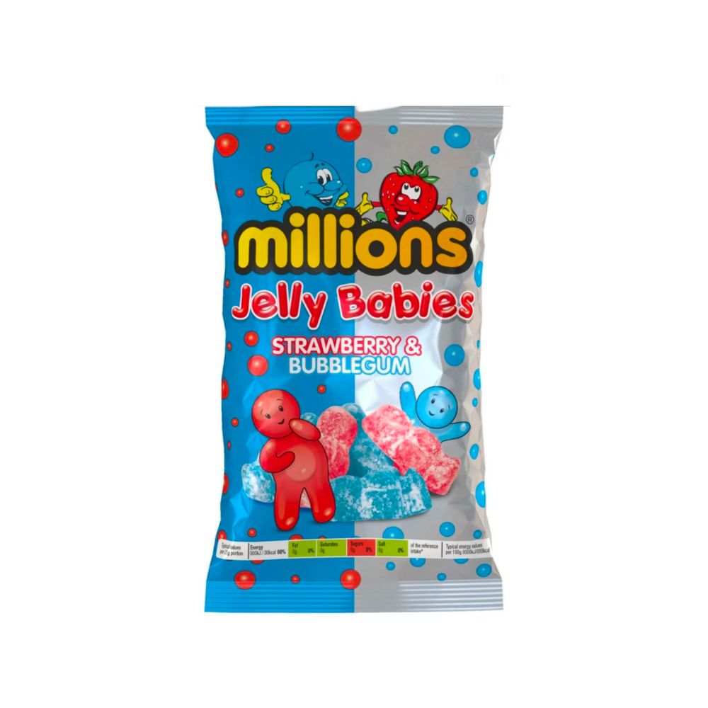 Millions Jelly Babies Strawberry Bubble Gum - My American Shop France