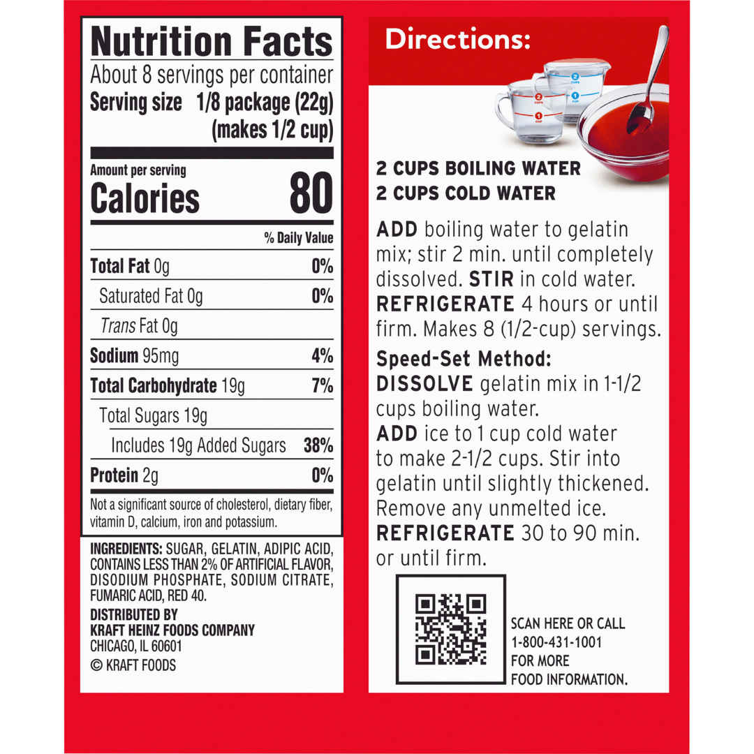 L’arrière du carton rouge avec les instructions nutritives encadrés en blanc