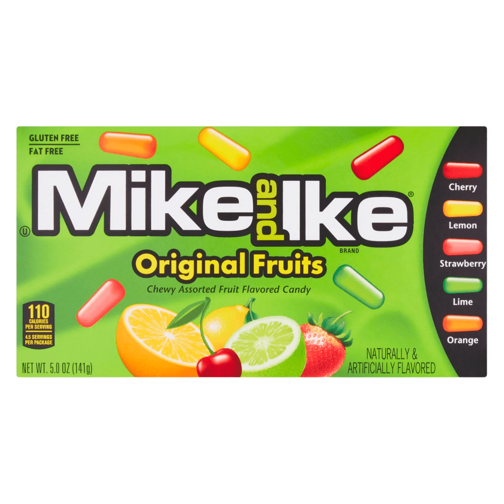Un emballage vert sur fond blanc avec des bonbons en formes de pilules colorés et à droite il y a 5 bonbons rouge, jaune, rose, vert et orange