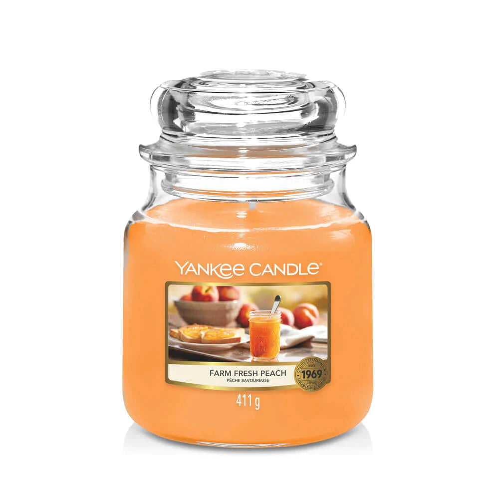 Yankee Candle Farm Fresh Peach Moyenne Jarre - My American Shop